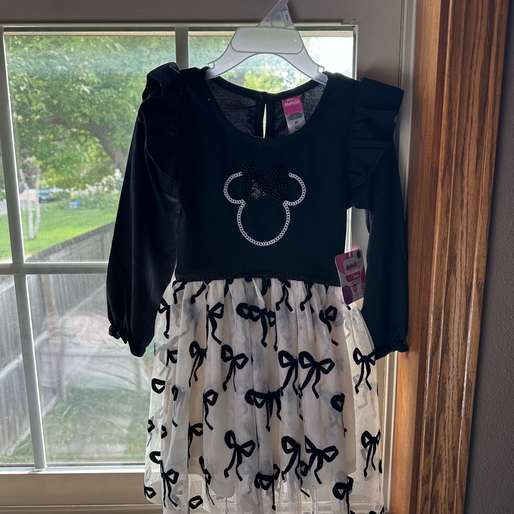 Disney Black and White Long Sleeved Dress